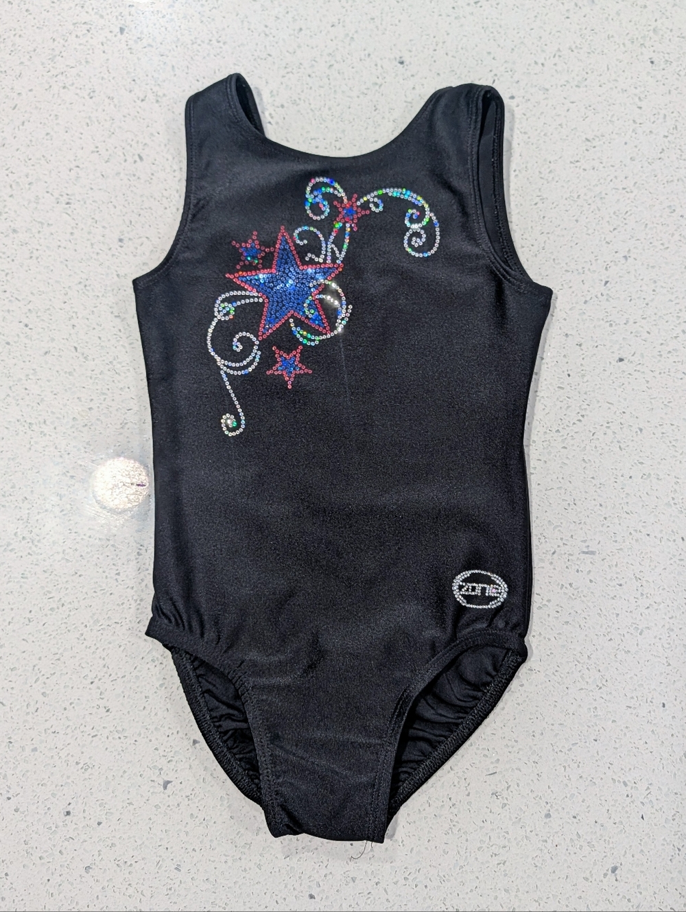COMPETITION Ozone Gymnastics Dance Leotard Medium warrior style PATRIOTIC SWIRL